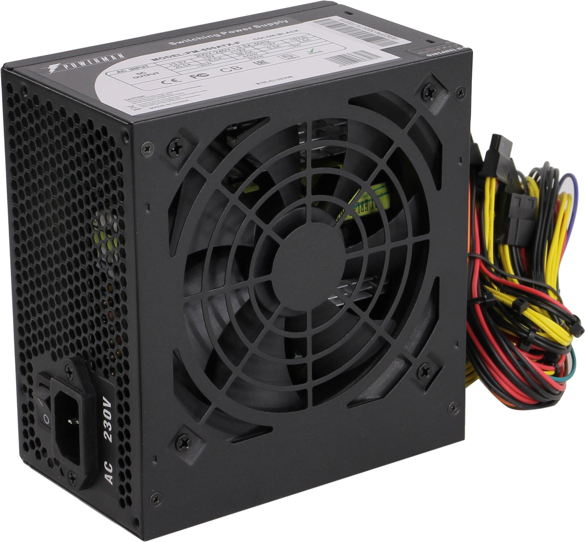<081951> Блок питания .500W Powerman PM-500ATX-F (120mm, 24+8pin, 2*6pin, 5*Sata, 2*IDE) [PM-500ATX-F]