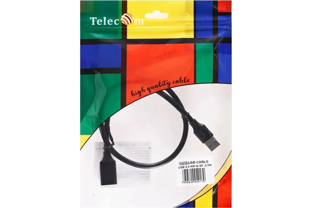 Telecom <TUS708-0.5m> Кабель удлинительный USB 3.0 A-->A 0.5м