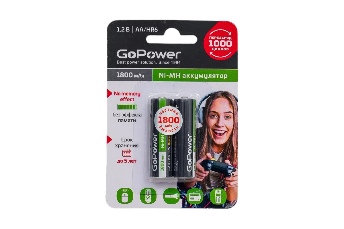 Аккумулятор ТРОФИ R06 (AA)-1800mAh Bl-2(20) R06