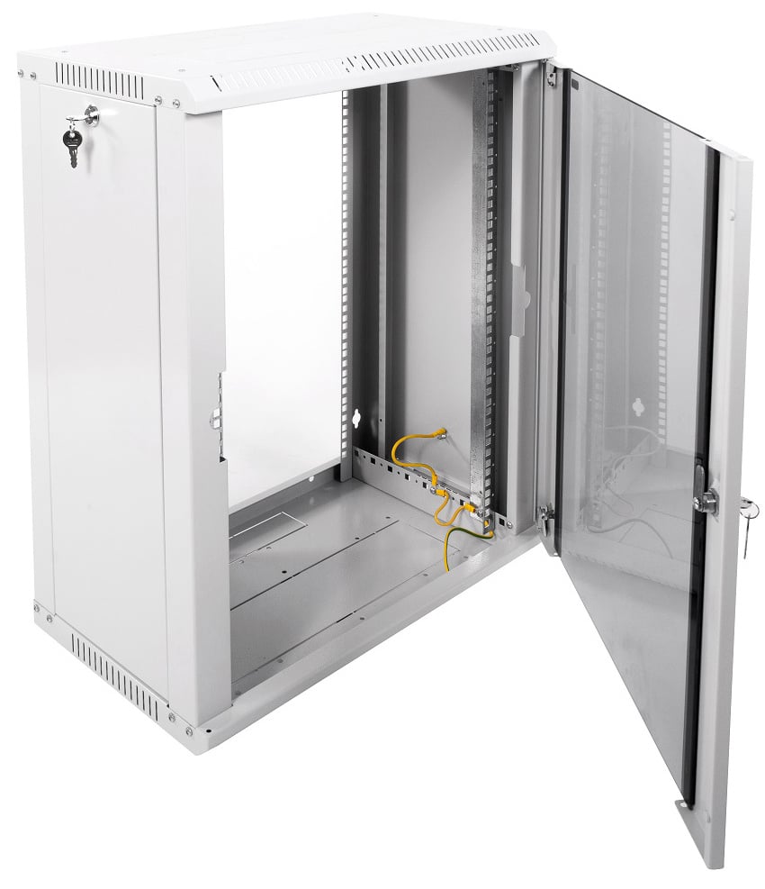 Шкаф коммутационный ЦМО ШРН-ЭКОНОМ (ШРН-Э-15.350) настенный 15U 600x350мм пер.дв.стекл задн.дв.стал.лист 85кг серый 300мм 746мм