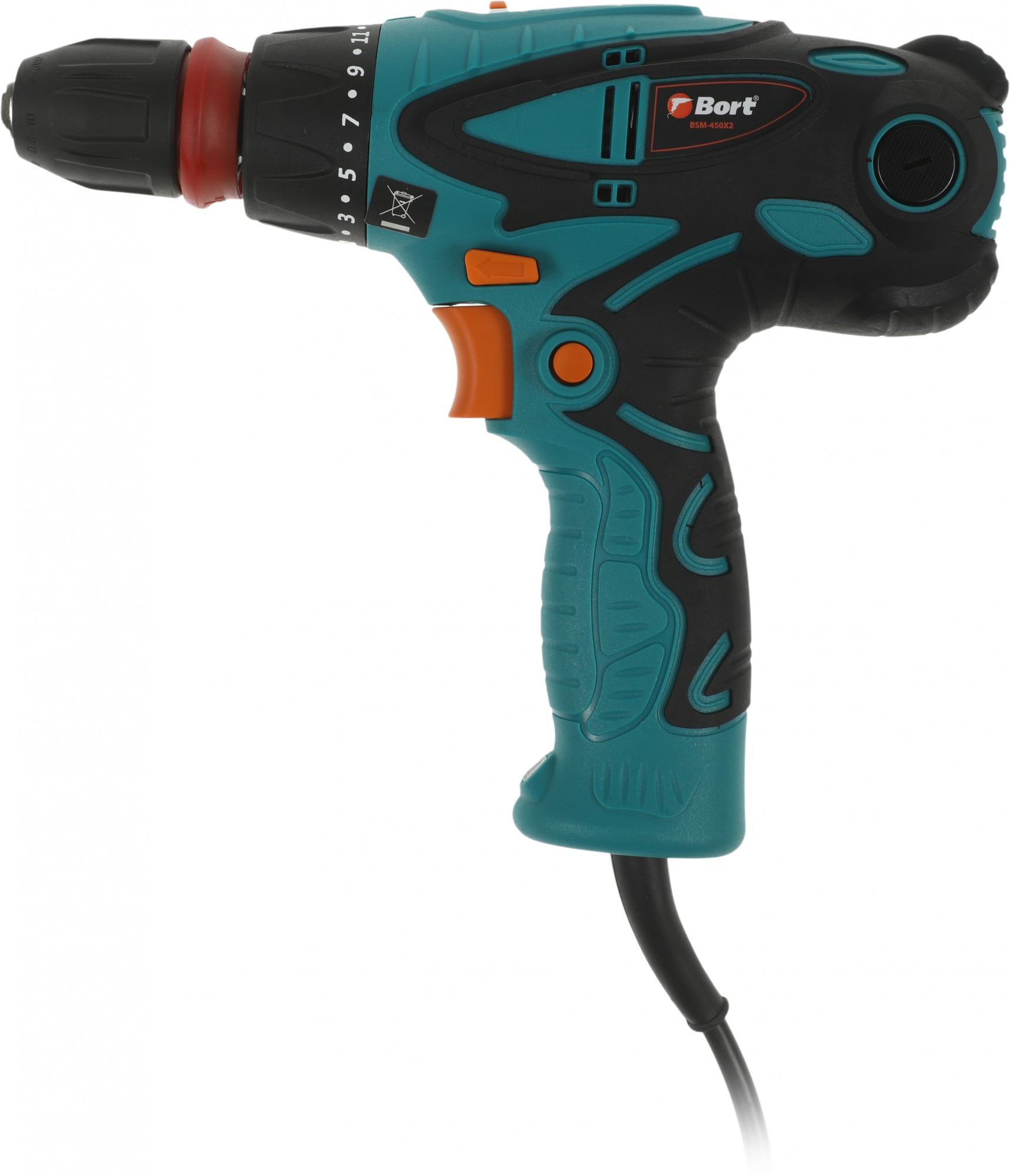Bort Сетевая дрель-шуруповерт BSM-450X2, 93410600, 450Вт., 2 скорости, 1000 об/мин