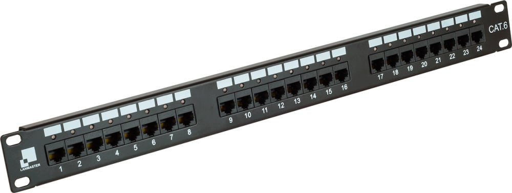 Патч-панель Lanmaster LAN-PPi24U6 19", 1U, Cat 6, 24 порта RJ45 (8p8c),  неэкранированная,  Dual  IDC (110/KRONE)