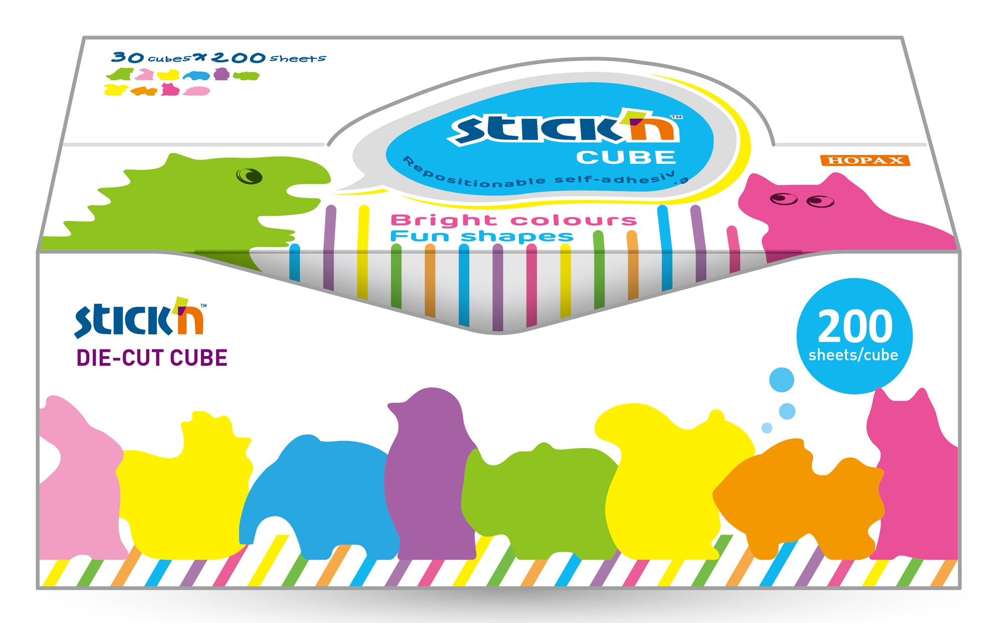 Блок самоклеящийся Stick'n 21791, 64×67мм, 200 листов, ассорти