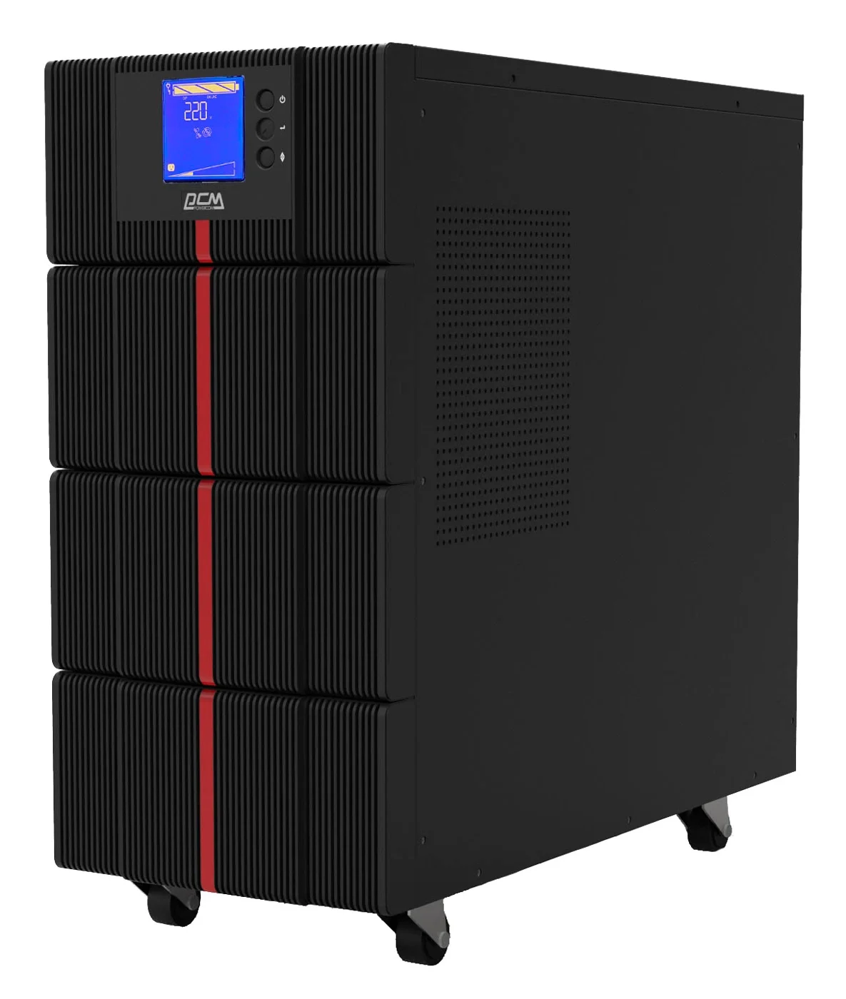 ИБП Powercom - Macan MAC-6000 6000 ВА/6000 Вт, On-Line, in (Клеммная колодка), 8xIEC-320 C13, 2xIEC-320 C19, terminal block, LCD, Tower, цвет чёрный, MAC-6K