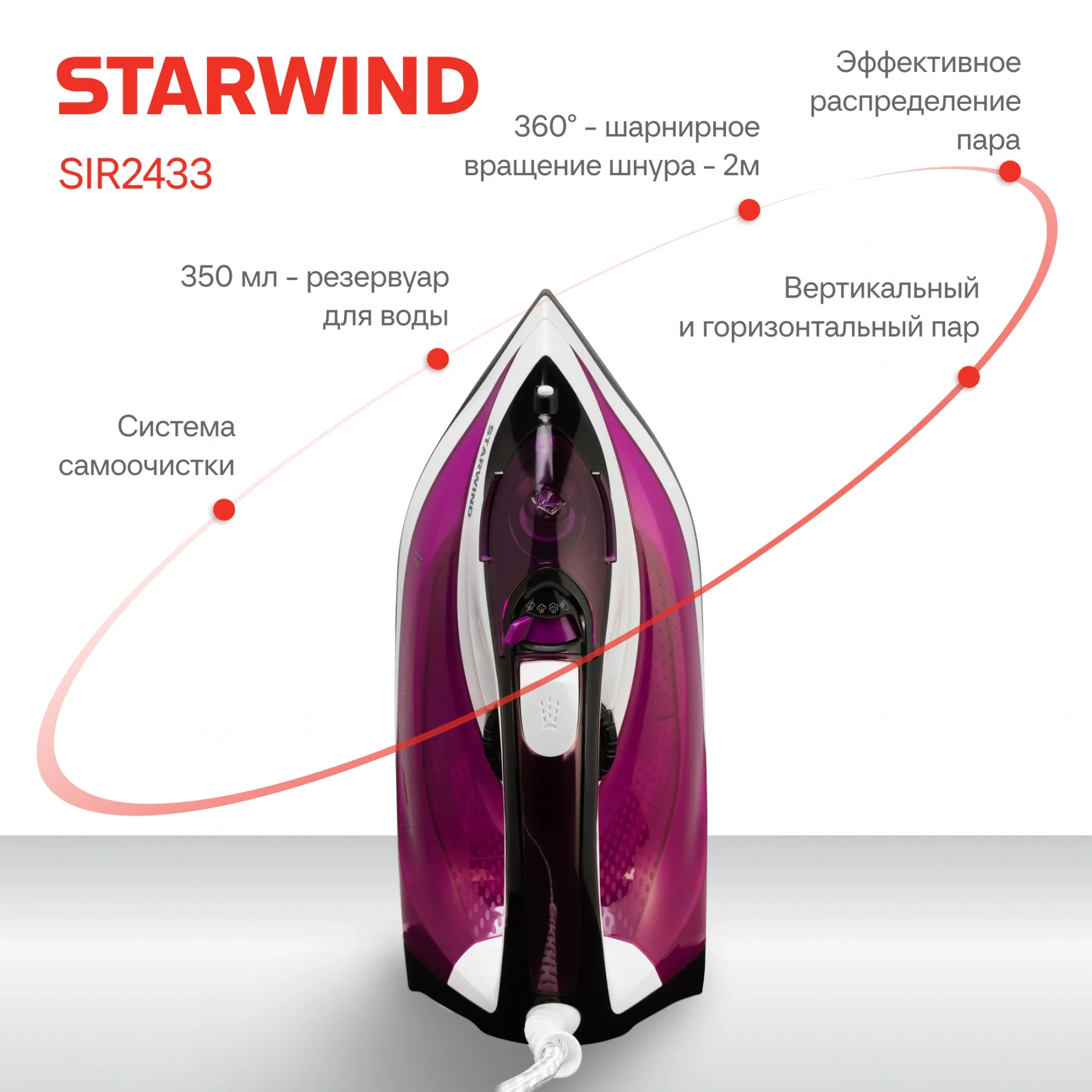 Утюг Starwind SIR2433 2400Вт фиолетовый/белый