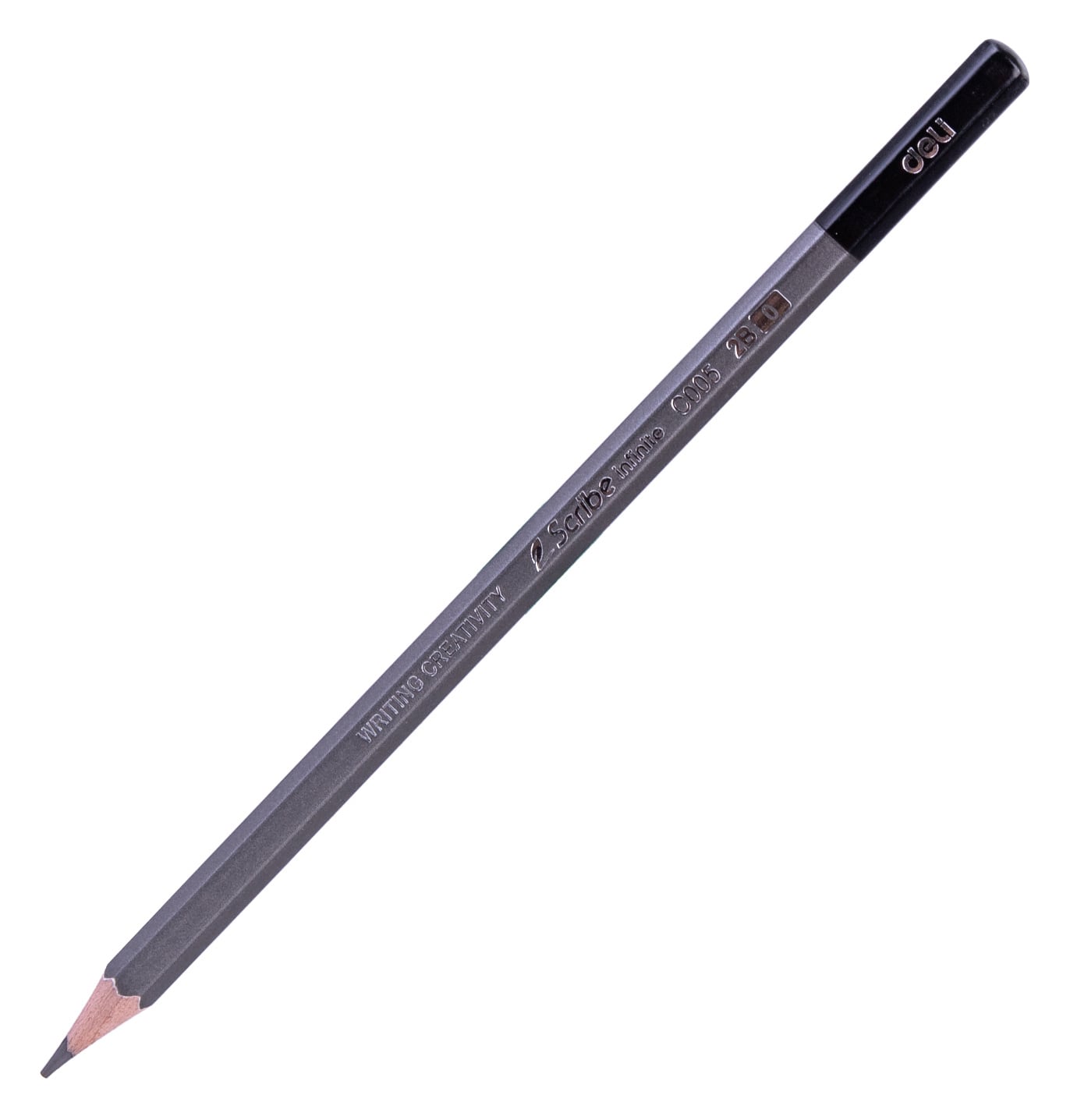 Карандаш чернографитный Deli EC005-2B Scribe 2B, шестигранный, тополь, т.сер. корпус, картонная коробка (12шт)