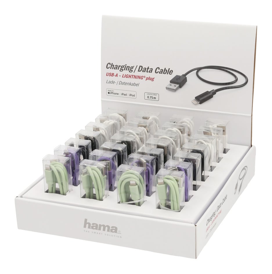 Кабель Hama H-187244 00187244 USB A(m) Lightning (m) 0.75м ассорти
