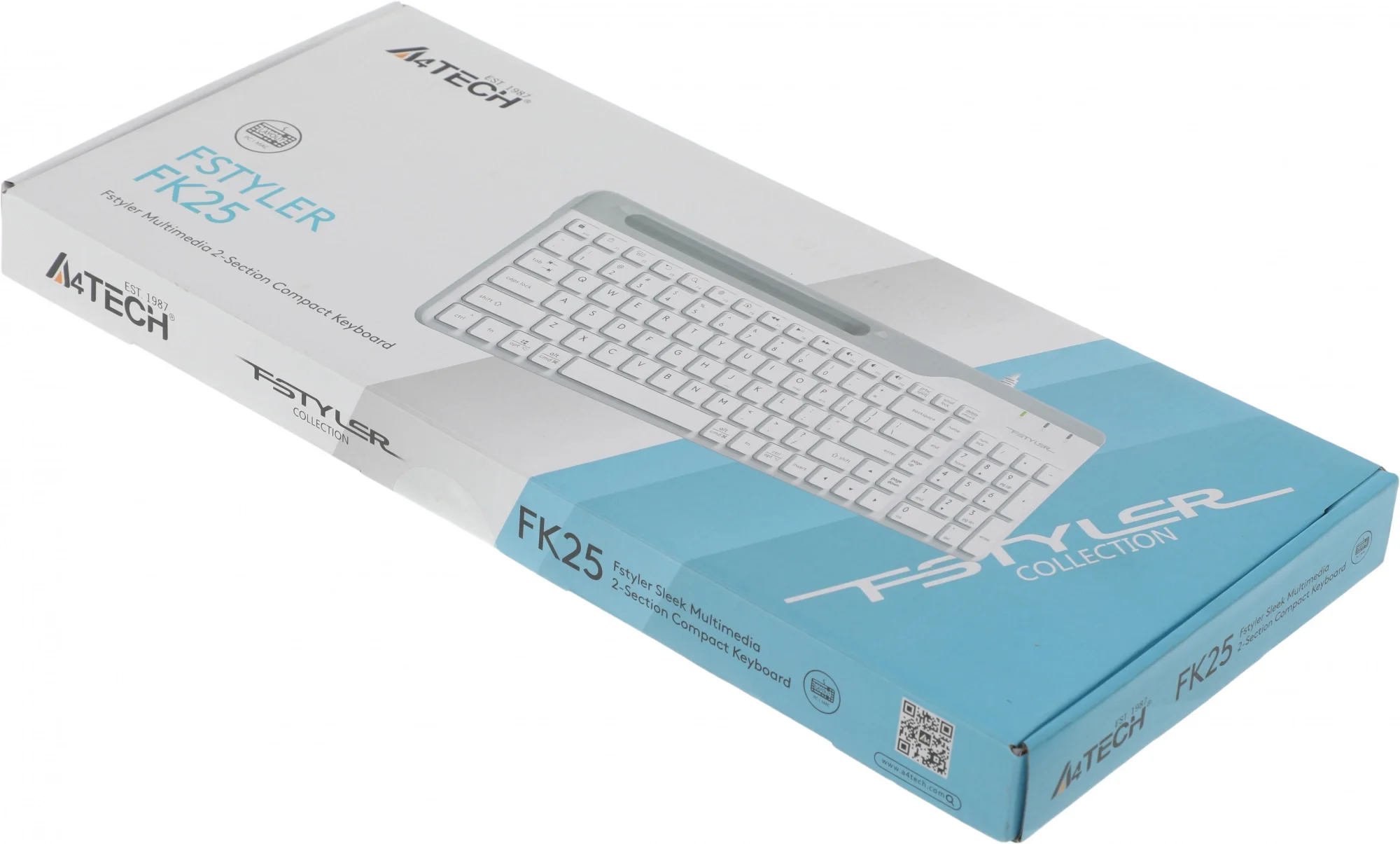 Клавиатура A4Tech FK25 белый/серый USB slim (FK25 WHITE) кабель 1.5м