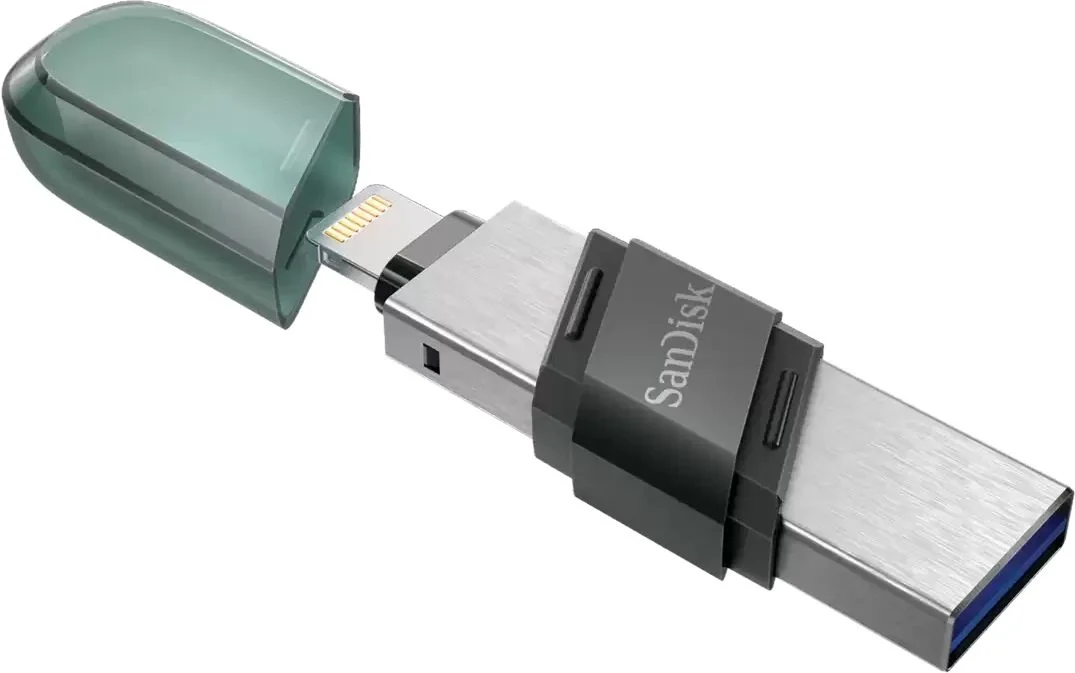 USB накопитель SanDisk - iXpand Flip, USB Type A / Lightning (USB 3.2 Gen 1), 64 ГБ, OTG Lightning, цвет зелёный, SDIX90N-064G-GN6NN
