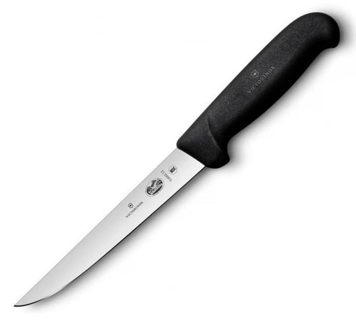 Нож кухонный Victorinox Fibrox (5.6003.12) стальной обвалочный лезв.120мм  прямая заточка черный