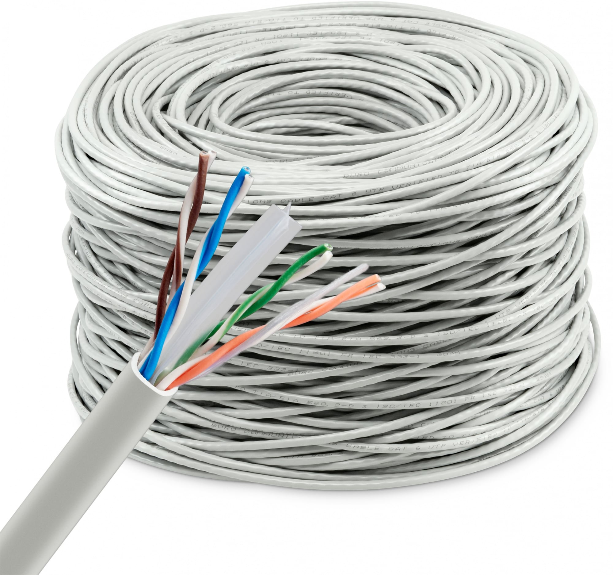 Кабель сетевой Buro BU-CCA-052-CAT6 UTP 4 пары cat.6 solid 0.52мм CCA  305м  серый