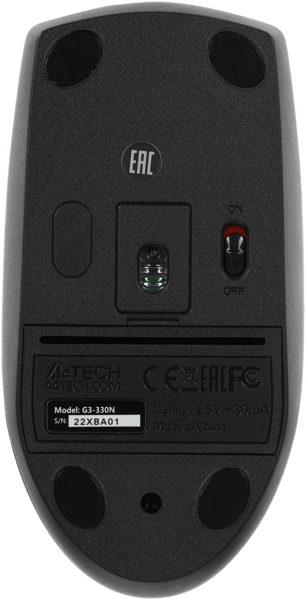 Мышь A4Tech G3-330N черный оптическая 1200dpi беспров. USB 3but