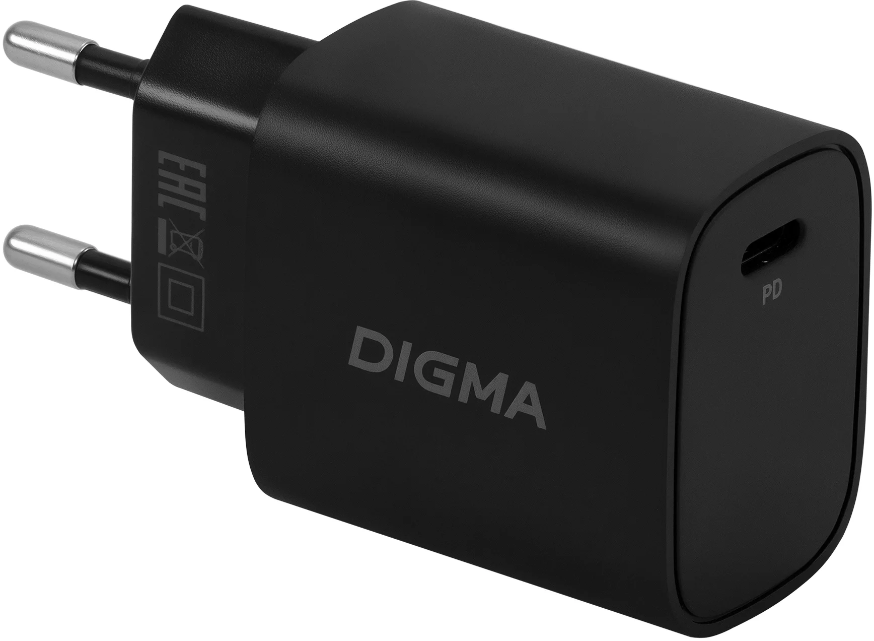 Сетевое зарядное устройство Digma DGW2C0F010BK, 20W, 3A, USB-C PD