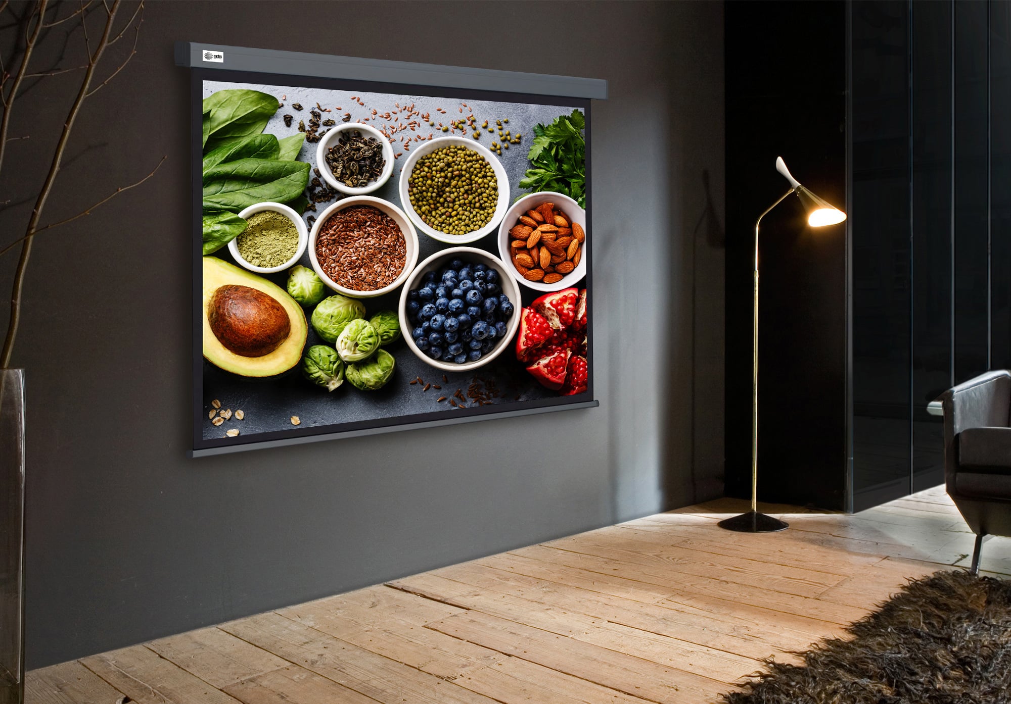 Экран Cactus 84" 150x150см Wallscreen CS-PSW-150X150-SG 1:1 настенно-потолочный рулонный серый