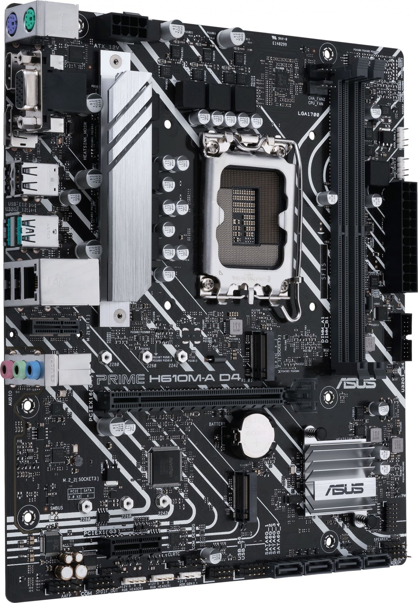 Материнская плата Asus - PRIME H610M-A D4-CSM, mATX, Intel H610, 1xLGA 1700, 2xDDR4 до 64ГБ, 1x1GbE, audio, M.2, VGA, HDMI, DP, 2xPS/2, 4xSATA, 4xUSB2.0, 2xUSB3.2, PRIME H610M-A D4-CSM
