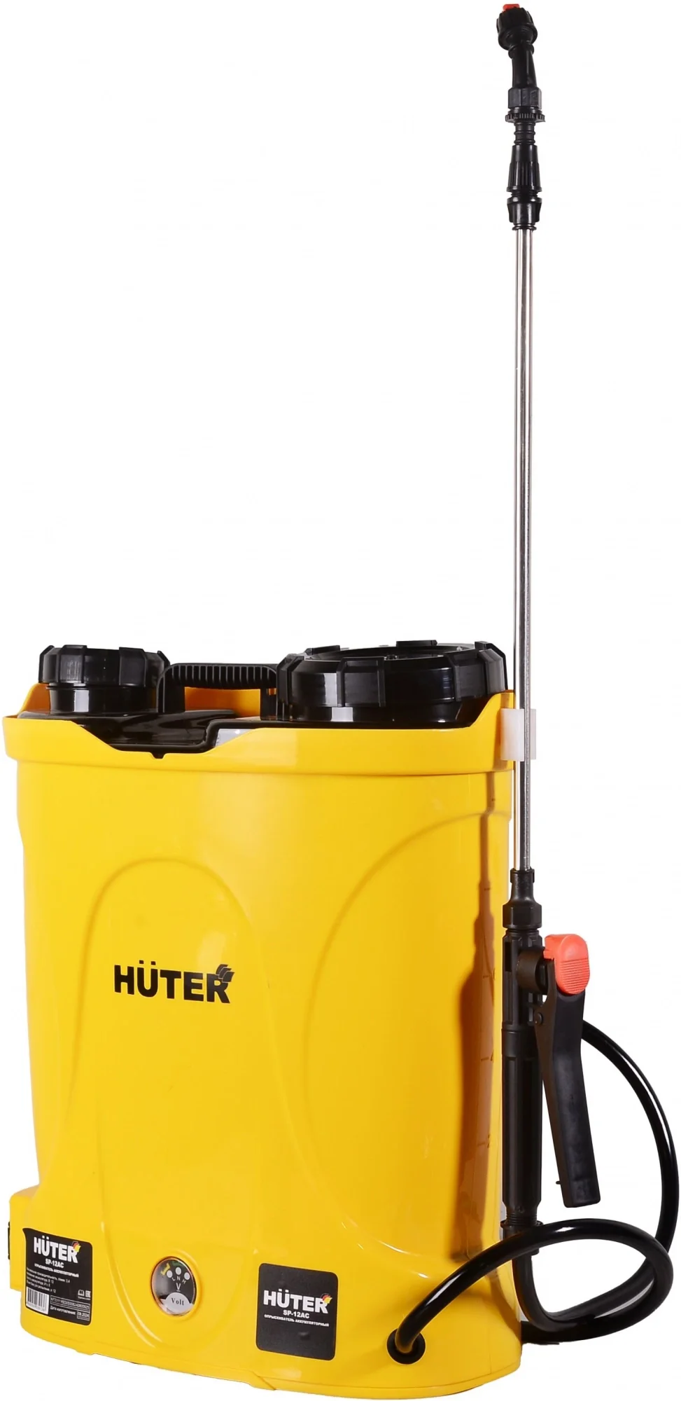 Опрыскиватель аккумуляторный Huter SP-12AC, аккумуляторный, ранцевый, 12л, желтый/черный