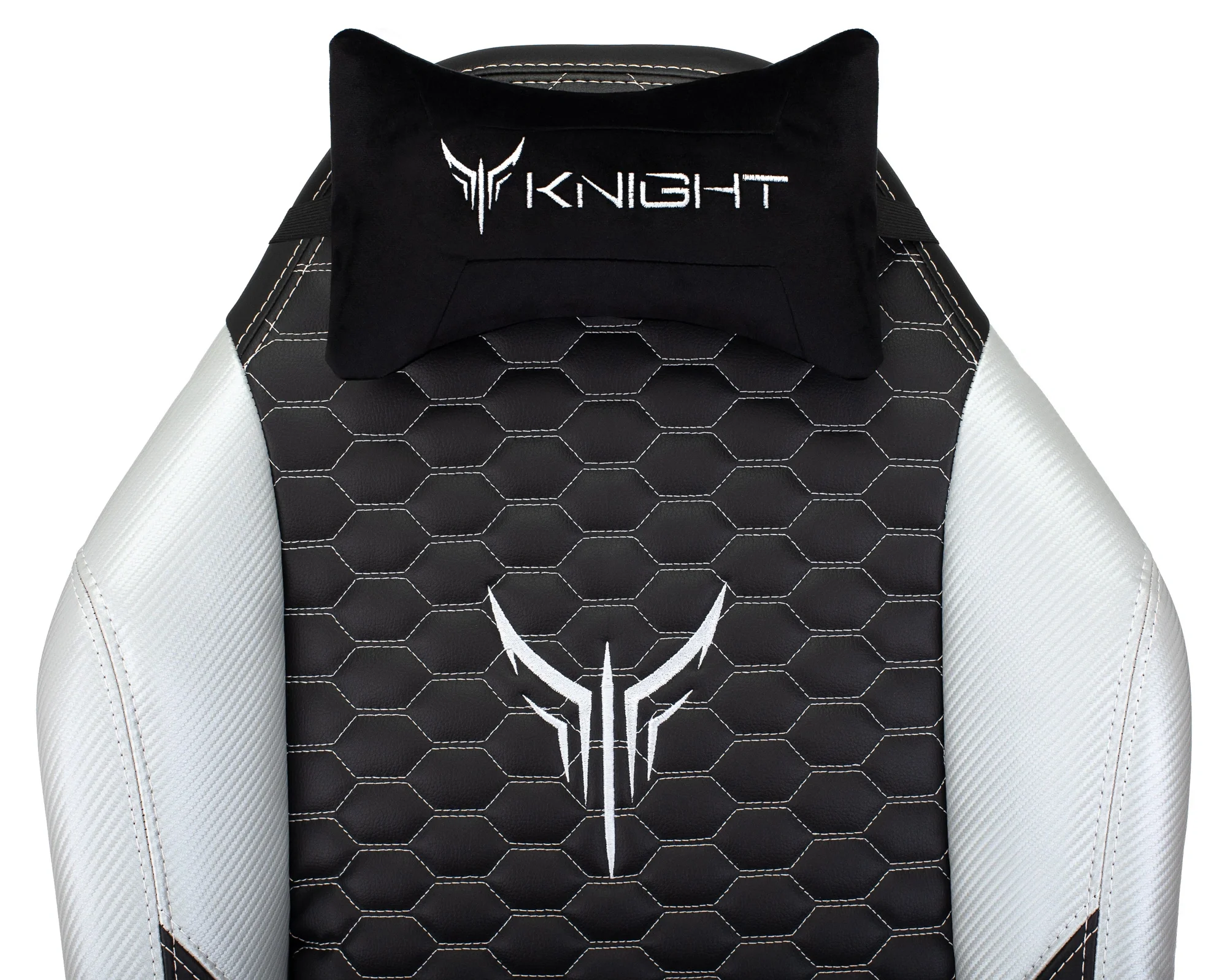 Кресло игровое Knight Neon черный/серебряный соты экокожа с подголов. крестов. металл