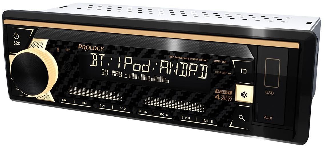 Автомагнитола Prology CMD-350, 1 DIN, Bluetooth, USB Type-A, AUX, пульт ДУ