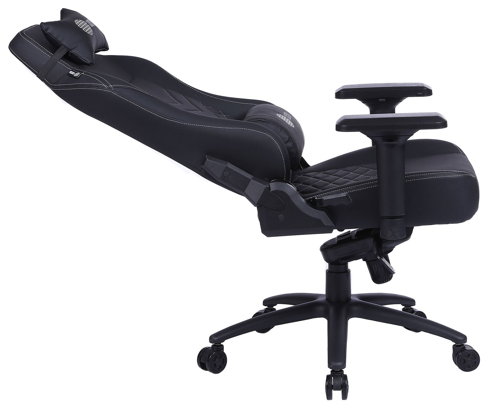 Кресло Cactus CS-CHR-0112BL-M черный, экокожа, 120 кг, подголовник, регулируемые подлокотники, механизм качания