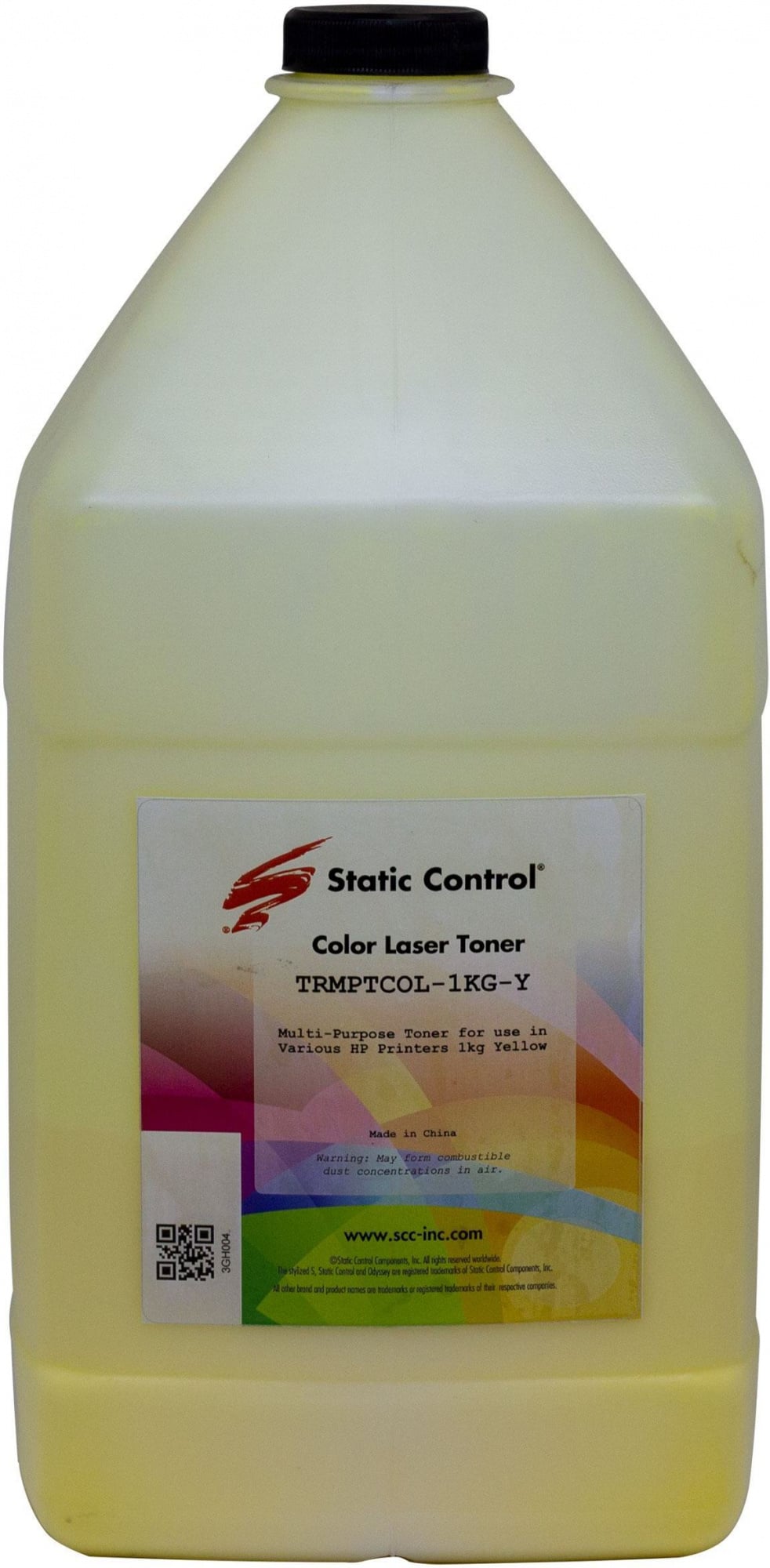 Тонер Static Control TRMPTCOL-1KG-Y желтый флакон 1000гр. для  принтера  HP  CLJCP1515/Canon MF8330