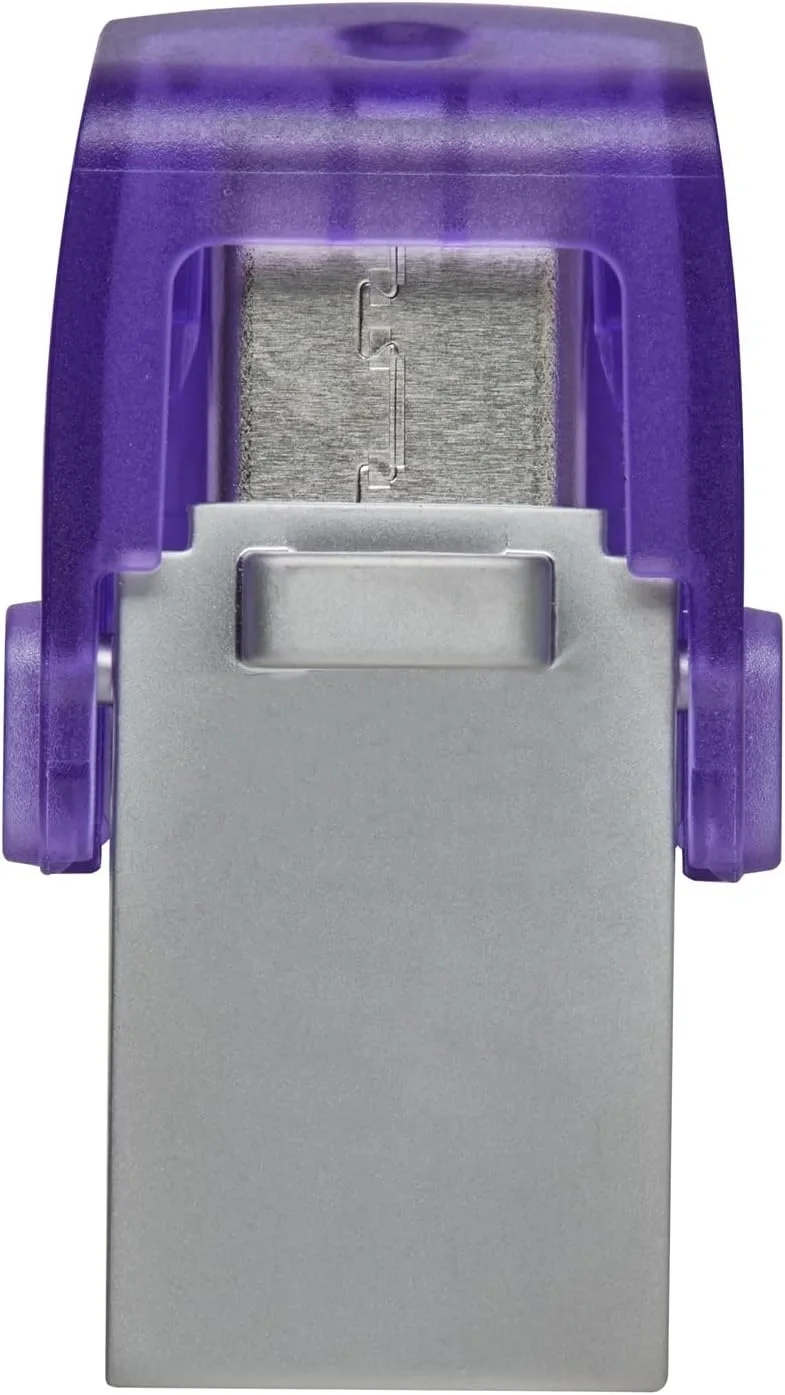 USB накопитель Kingston - MicroDuo 3C, USB Type C / USB Type A (USB 3.2 Gen 1), 64 ГБ, read speed-200MB/s, OTG USB Type C, цвет фиолетовый, DTDUO3CG3/64GB