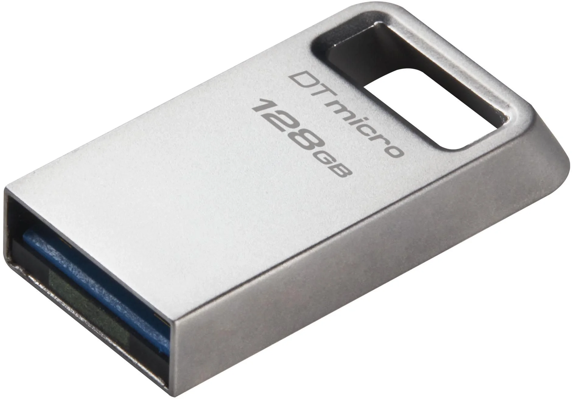 USB накопитель Kingston - DataTraveler Micro, USB Type A (USB 3.2 Gen 1), 128 ГБ, read speed-200MB/s, цвет серебристый, DTMC3G2/128GB