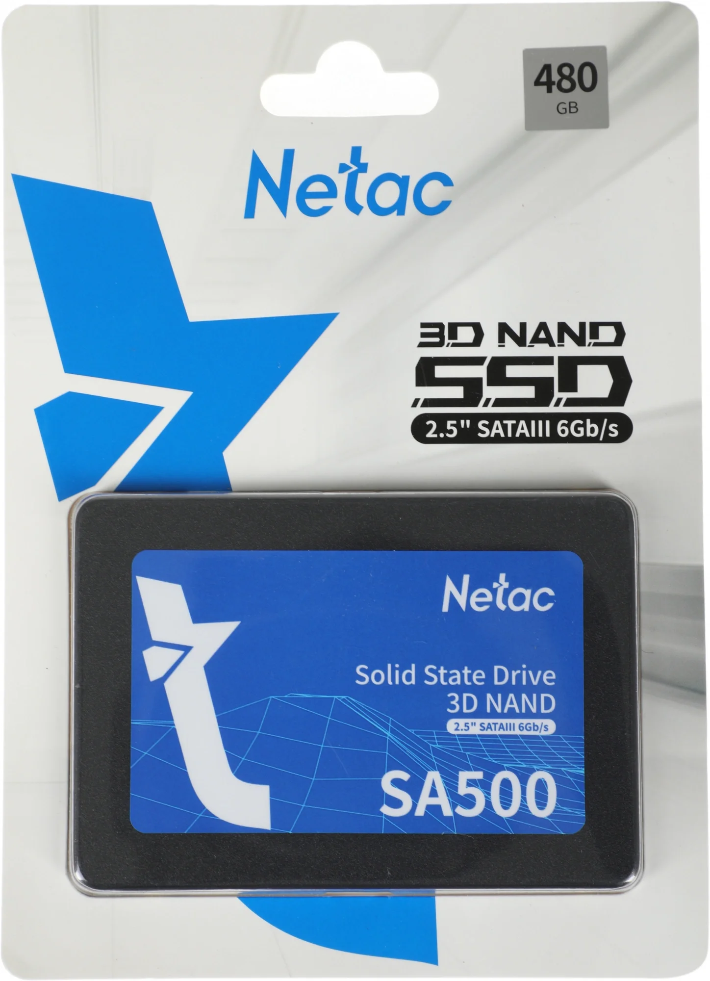 Диск SSD Netac - SA500, для ноутбука, 2.5", 480 ГБ, SATA, 6 Гб/с, speed write-450МБ/с read-520МБ/с, NT01SA500-480-S3X