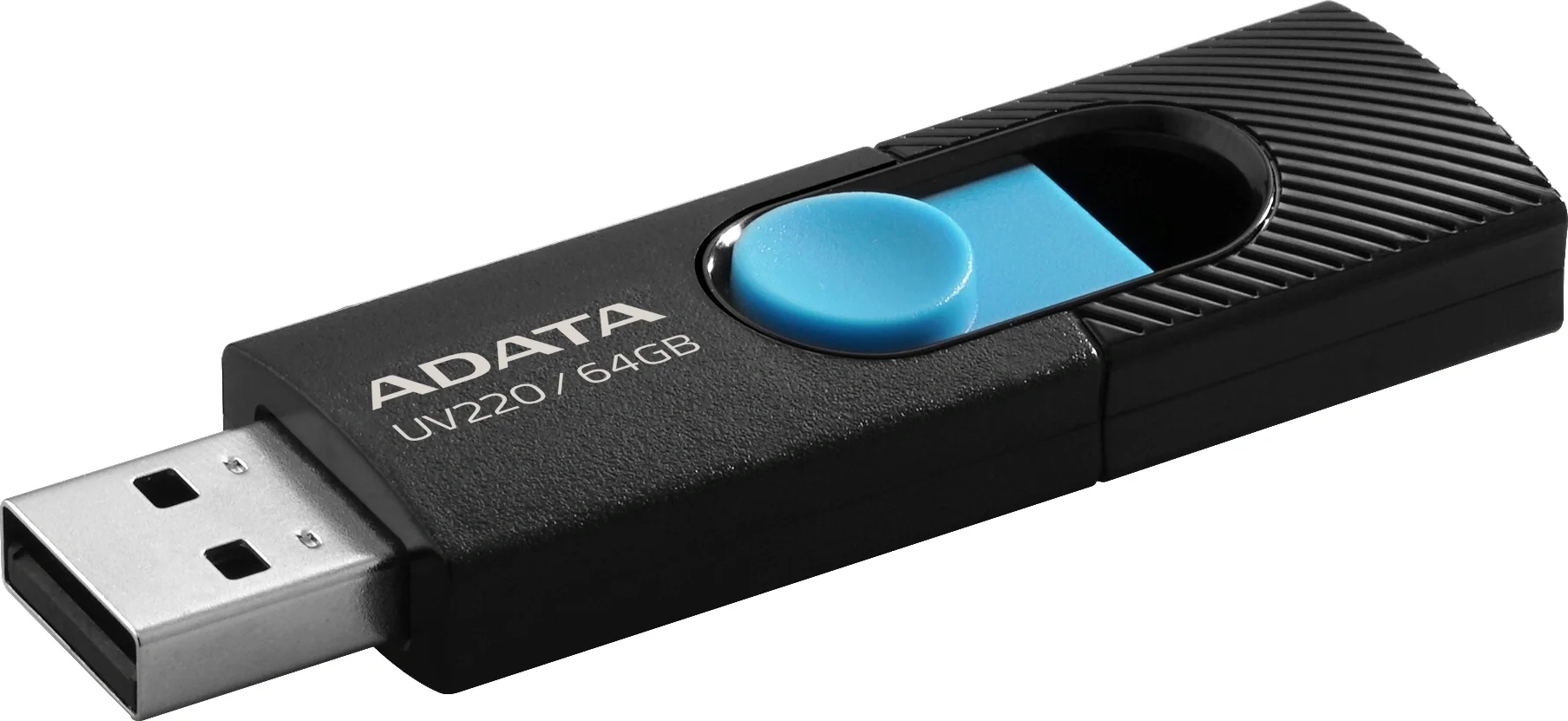 USB накопитель ADATA - UV220, USB Type A (USB 2.0), 64 ГБ, цвет чёрный, AUV220-64G-RBKBL