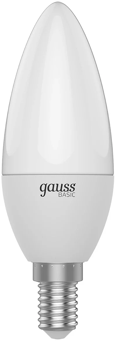 1033116T Лампа светодиодная Gauss Basic  5.5Вт цок.:E14 свеча 240B 3000K  св.свеч.бел.теп.  (упак.:3шт)