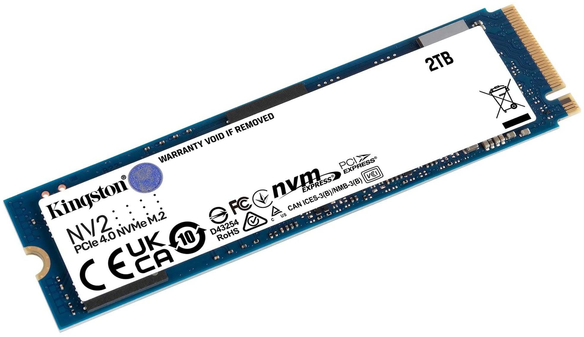 Накопитель SSD Kingston 2Tb NV2, M.2(22x80mm), NVMe, PCIe 4.0 x4, 3D TLC, R/W 3500/2800MB/s, TBW 640, DWPD 0.3