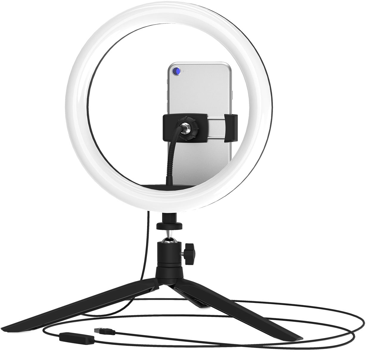 Светильник кольцевой Gauss 14W 700lm 3000-6500K 5V USB IP20 260x23мм черный дим пульт LED