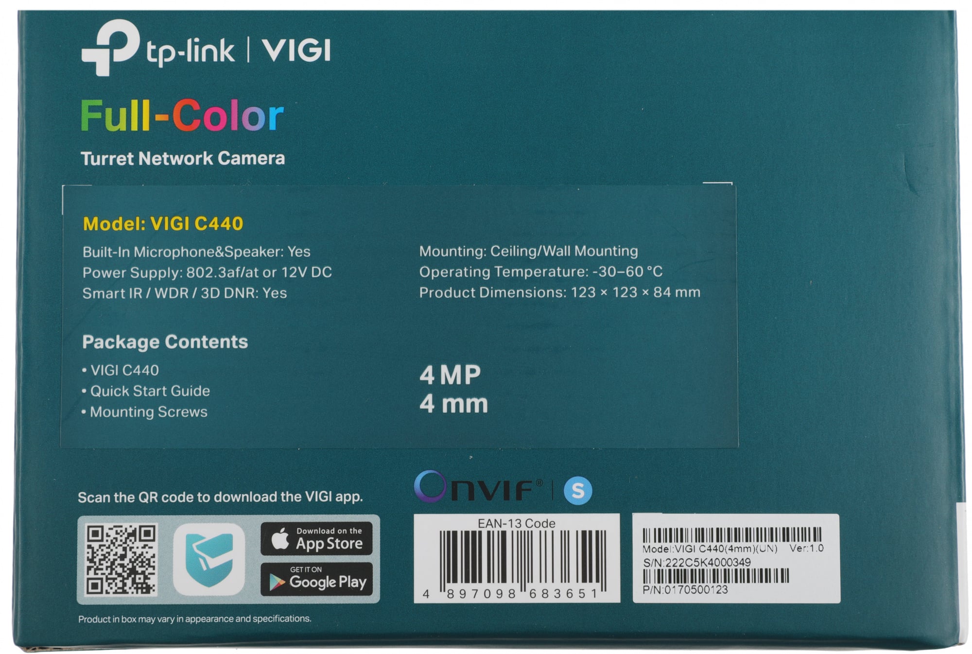 Камера видеонаблюдения IP TP-Link Vigi C440 4-4мм цв. корп.:белый/черный (VIGI C440(4MM))