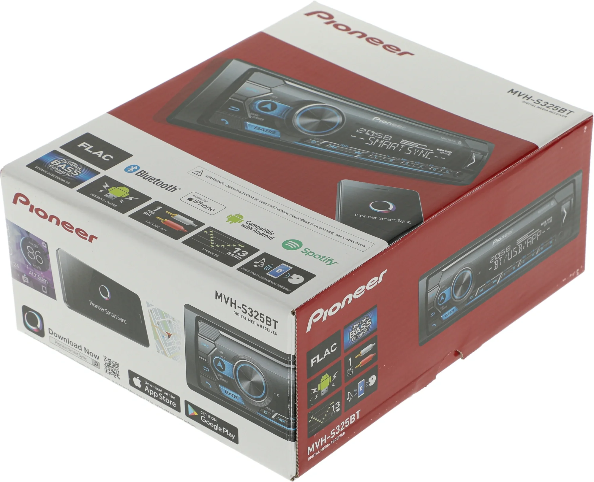 Автомагнитола Pioneer MVH-S325BT 1DIN 4x50Вт 1 ПДУ RDS