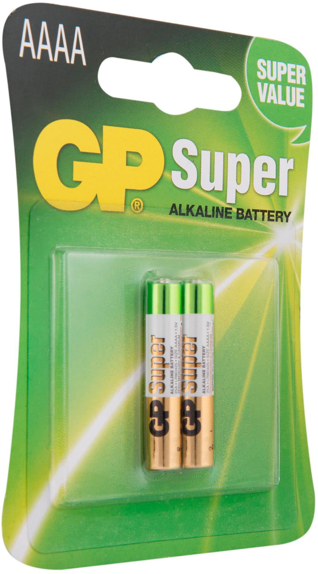 Алкалиновые батарейки GP Super Alkaline 25А АААA - 2 шт. на блистере