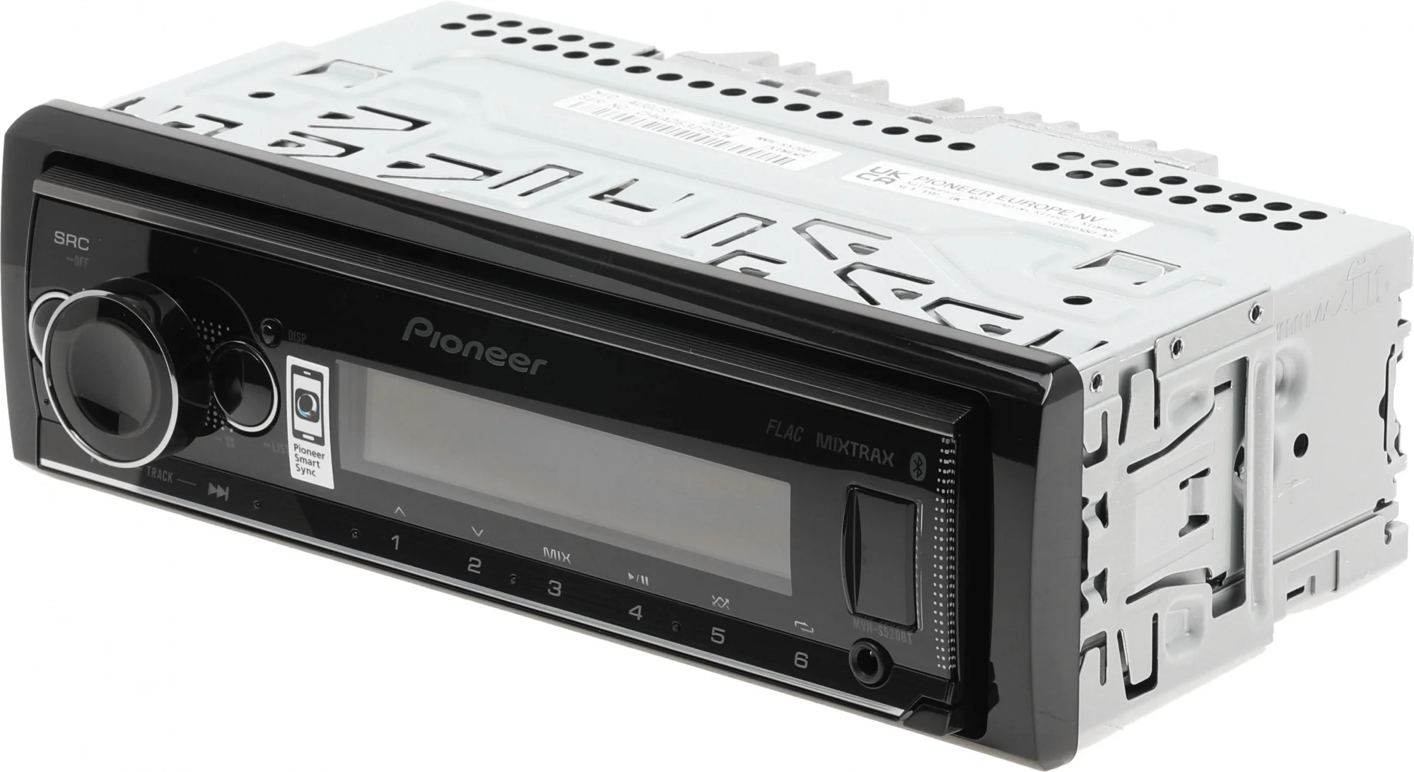 Автомагнитола Pioneer MVH-S520BT, 1 DIN, Bluetooth, USB Type-A, AUX, пульт ДУ, съёмная панель