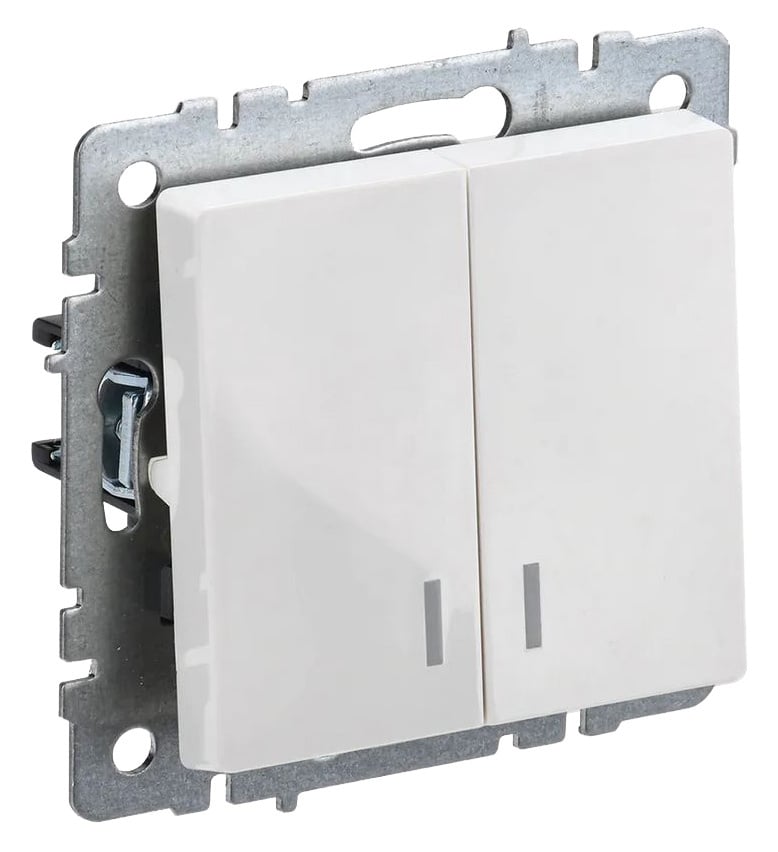 Выключатель IEK BR-V20-1-10-K01, 2-кл., с подсветкой, IP20, белый
