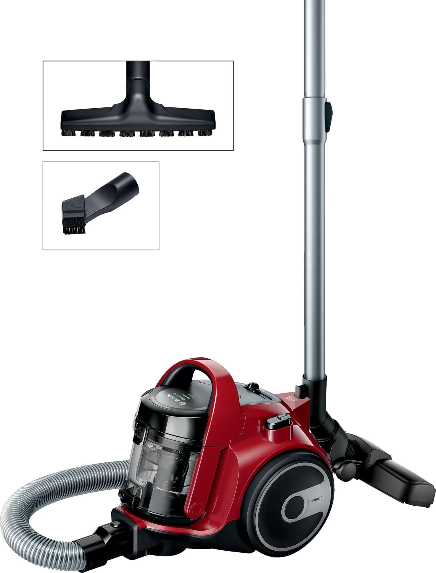 Bosch BGC05AAA2 Пылесос  C контейнером для пыли; объем пылесборника  1.5л, цвет: красный/черный