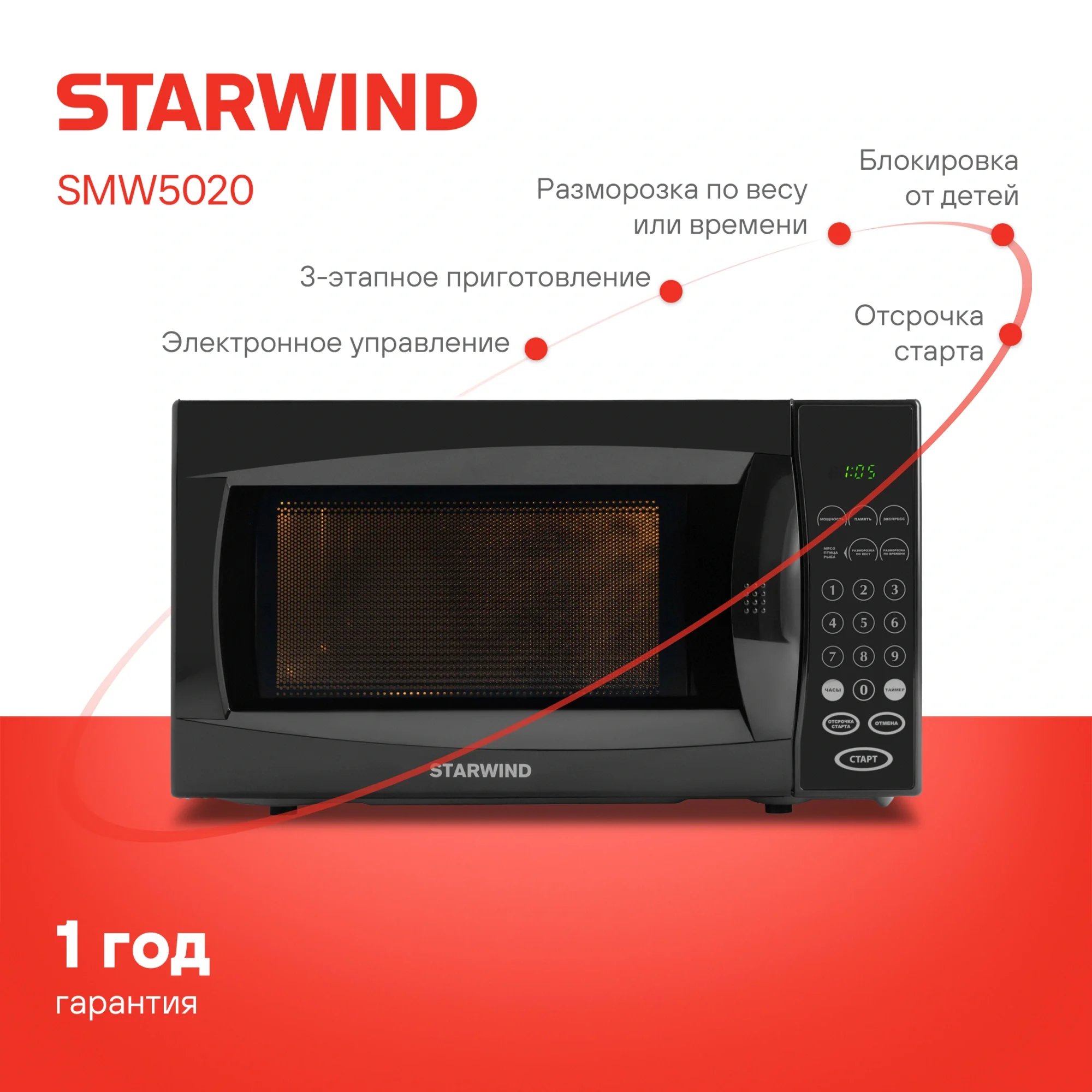 Микроволновая Печь Starwind SMW5020 20л. 700Вт черный