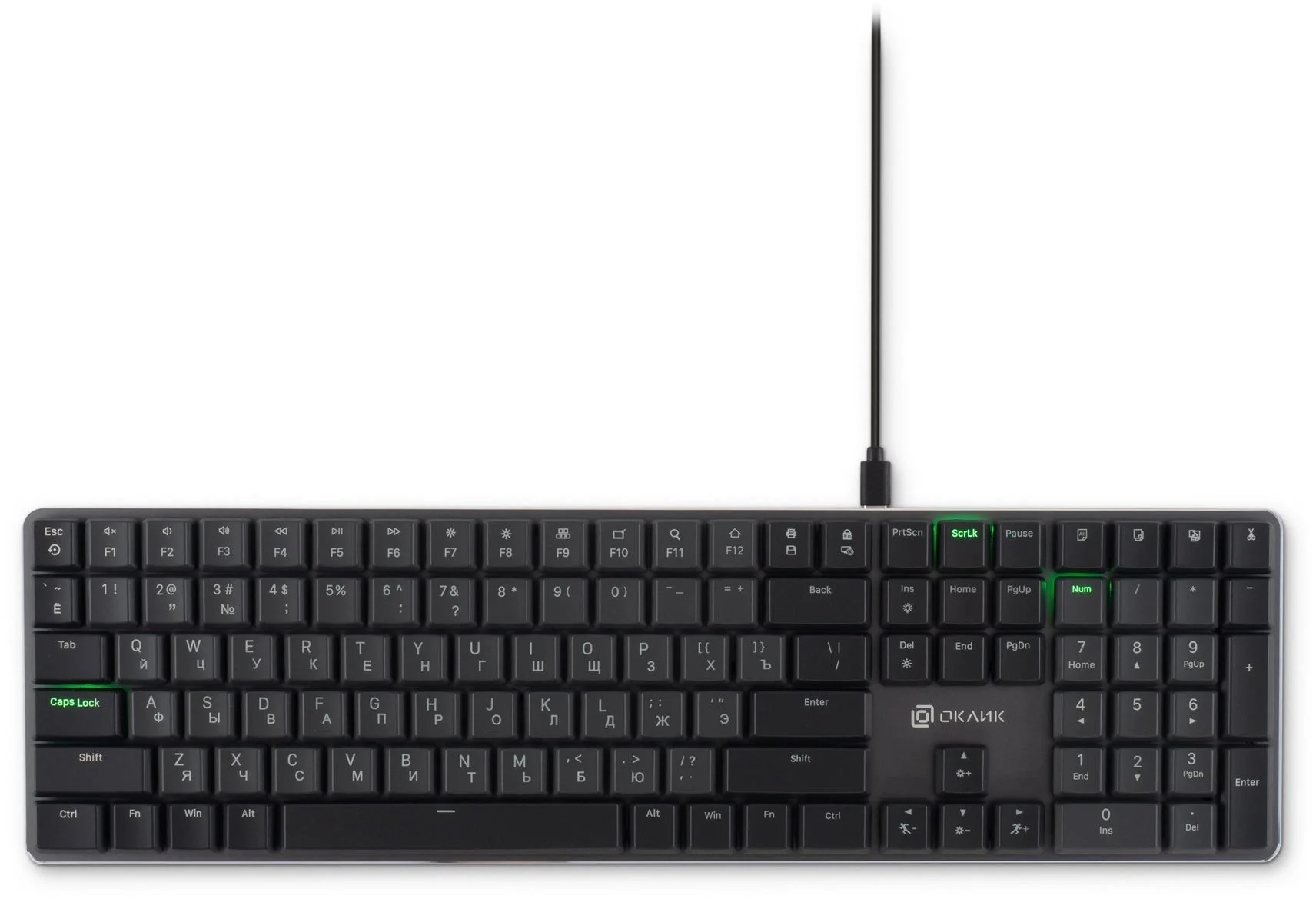 Клавиатура Оклик K953X механическая черный/серый USB Multimedia LED (1901086) кабель 1.5м