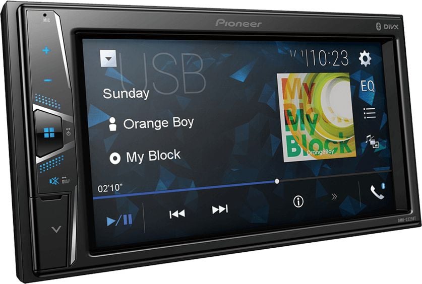 Автомагнитола Pioneer DMH-G225BT, 2 DIN, 6.2", Bluetooth, USB Type-A, AUX, пульт ДУ