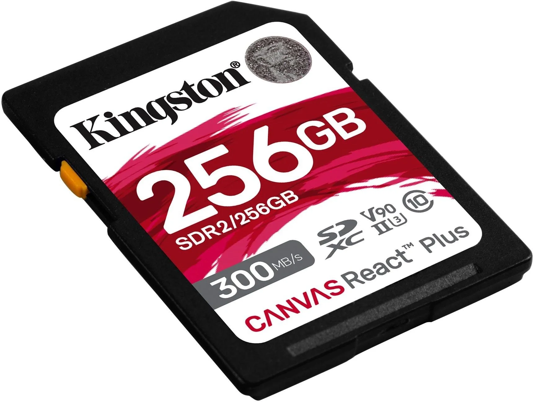 Карта памяти Kingston - Canvas React Plus, SDXC, write speed 260Mb/s, read speed 300Mb/s, UHS-II Class 3, Class 10, 256GB, SDR2/256GB