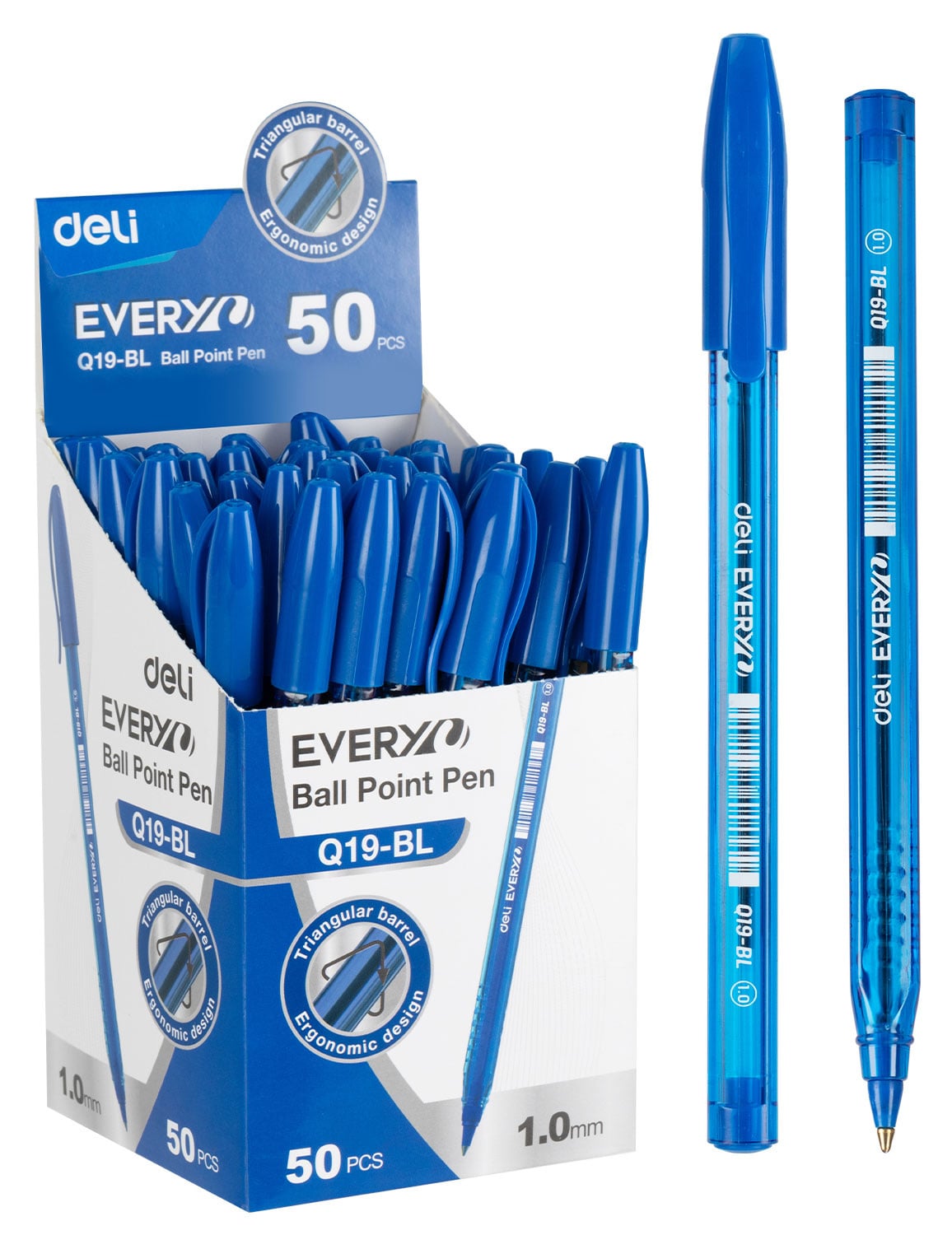 Ручка шариковая Deli EQ19-BL синий, d=1мм, синие чернила