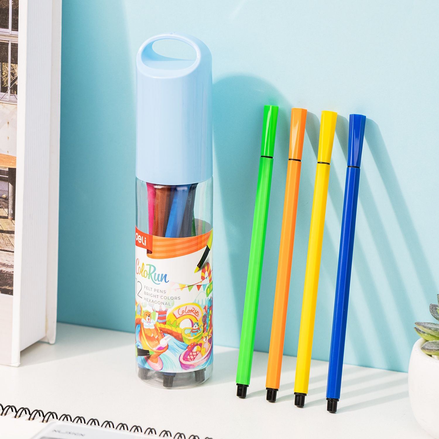 Фломастеры Deli EC156-12 ColoRun 12 цветов, пластиковая туба