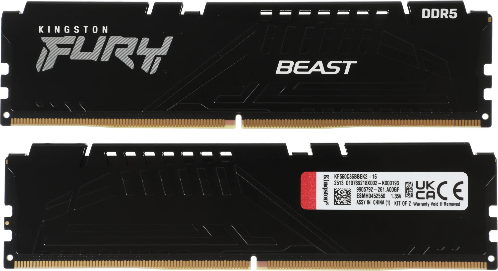 Память KINGSTON 16GB Kingston DDR5 6000 DIMM FURY Beast Black EXPO Gaming Memory KF560C36BBEK2-16 Non-ECC, CL36 , 1.35V, (Kit of 2) 1RX16 36-38-38 288-pin 16Gbit, RTL