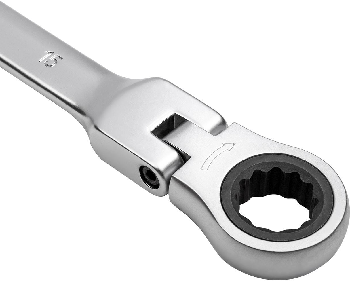 AUTOVIRAZH (AV-315215) Ключ комб трещоточный с  шарниром  15мм  AV Steel