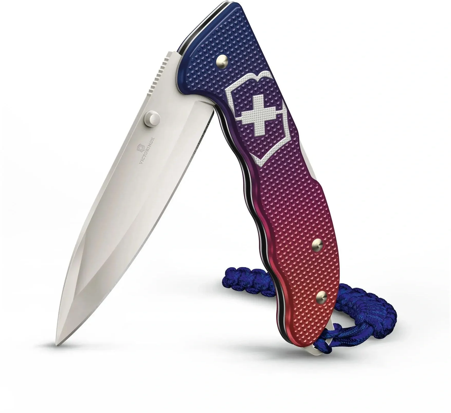 Нож перочинный Victorinox Evoke Alox (0.9415.D221) 136мм 5функц. синий/красный подар.коробка в комплекте: паракорд
