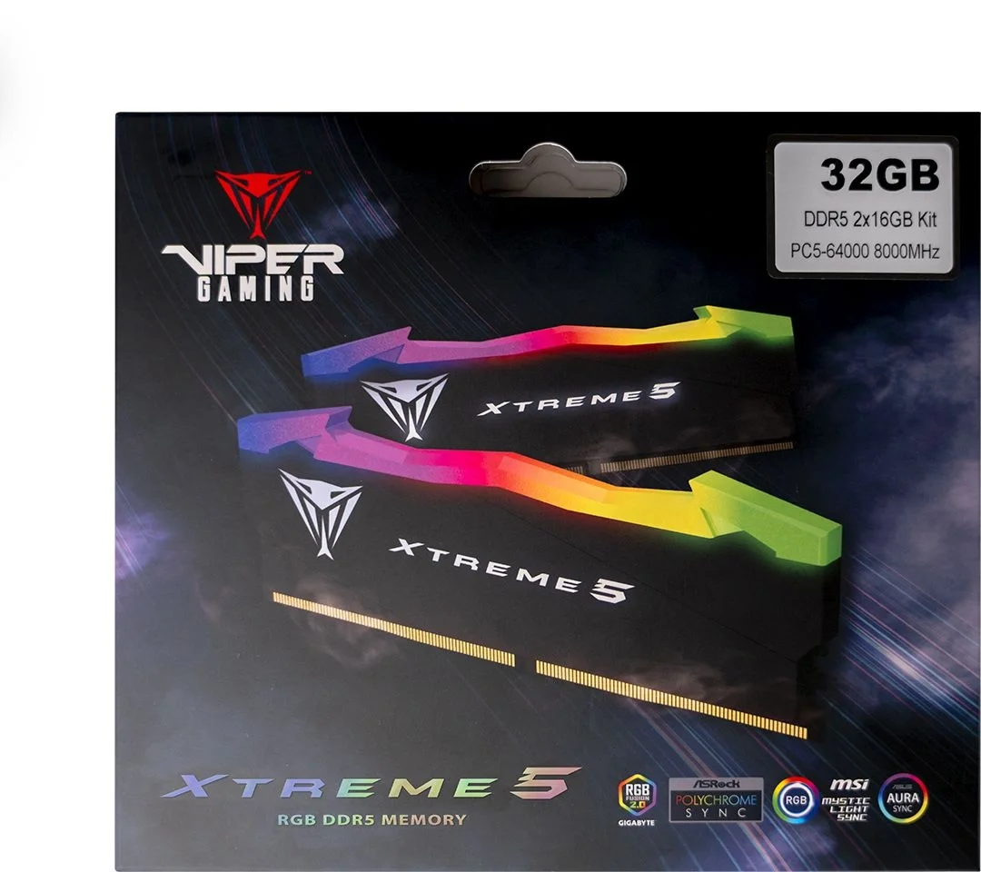 Память DDR5 2x16GB 7600MHz Patriot PVXR532G76C36K Viper Xtreme RGB RTL Gaming PC5-60800 CL36 DIMM UDIMM 288-pin 1.45В с радиатором Ret