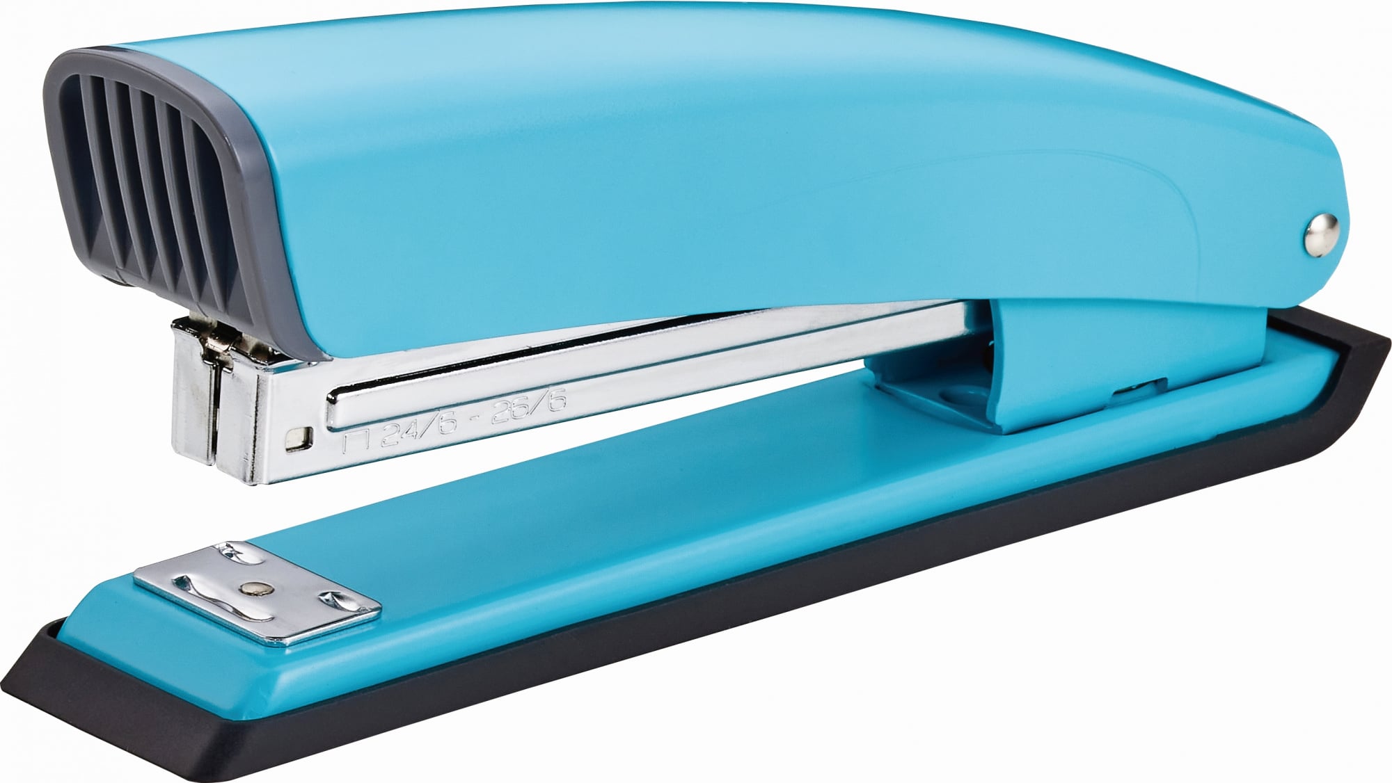 Степлер Kw-Trio 055C6BLUE 24/6 26/6 (20 листов) встроенный антистеплер, голубой 210 скоб, металл/пластик закрытый/открытый/прямой, коробка