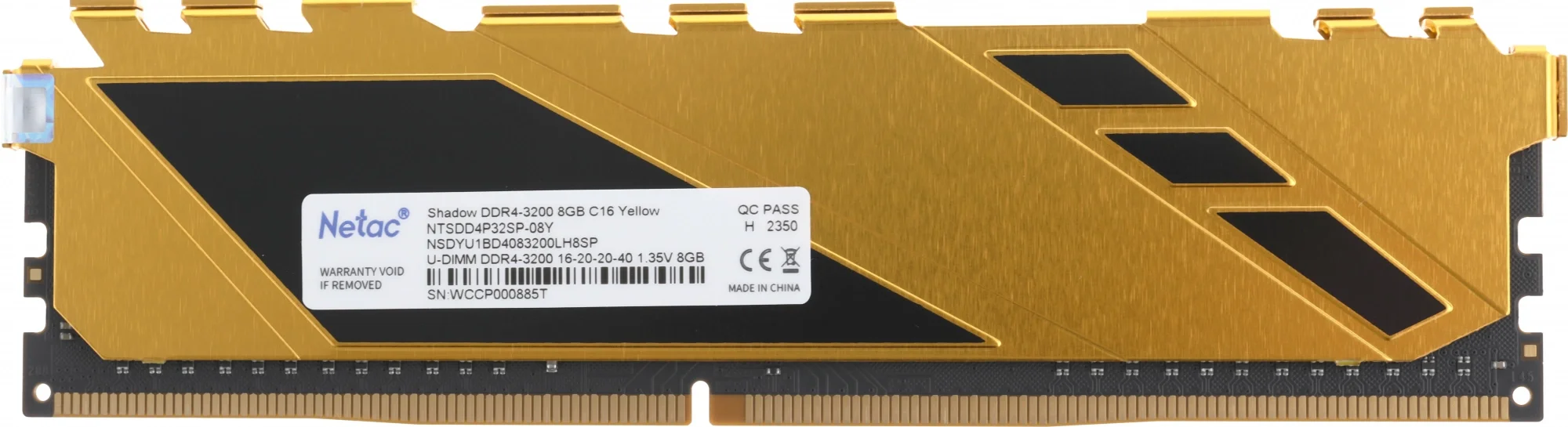 Память DDR4 8GB 3200MHz Netac NTSDD4P32SP-08Y Shadow RTL Gaming PC4-25600 CL16 DIMM 288-pin 1.35В с радиатором Ret