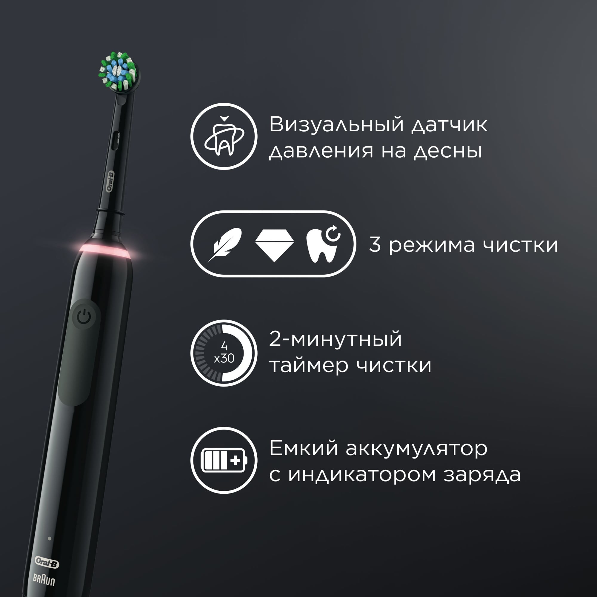 Зубная щетка электрическая Oral-B Pro 3/D505.513.3X BK черный